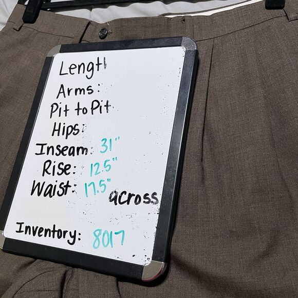 Lauren Ralph Lauren Pants Mens 36X32 Brown Wool Trousers Pleated Turn up - Picture 10 of 10